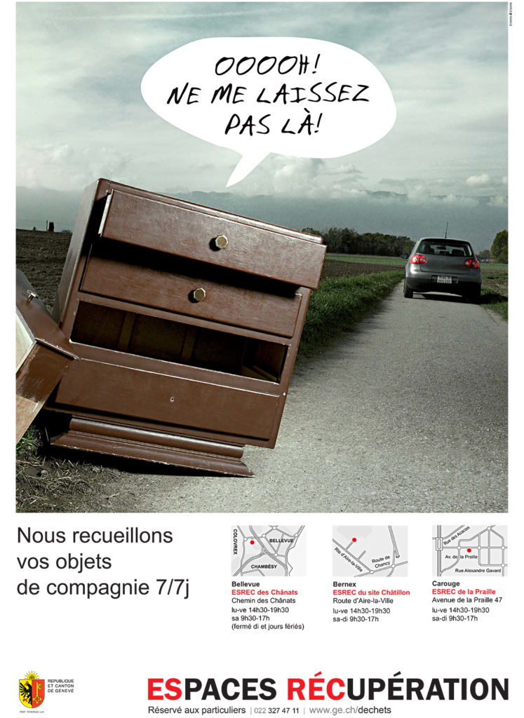 EtienneEtienne réalise une campagne d'affichage originale pour les espaces récupération de l'Etat de Genève